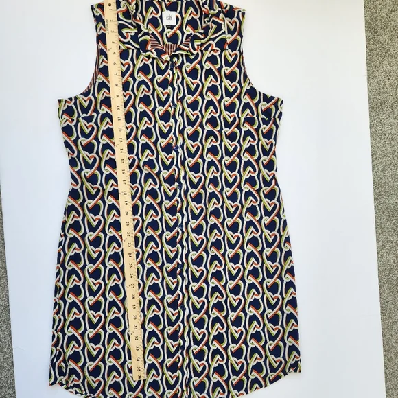 CAbi Amour Shirt Dress Duster Tunic Heart Graphic Sleeveless Button Down Large - Picture 13 of 14